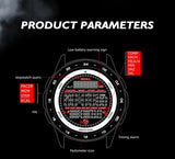 CakCity Digital Military Tactical Watch for Men - A versatile outdoor sports watch featuring a zinc alloy case and nylon strap, complete with a compass, barometer, stopwatch, metronome, and three alarms.