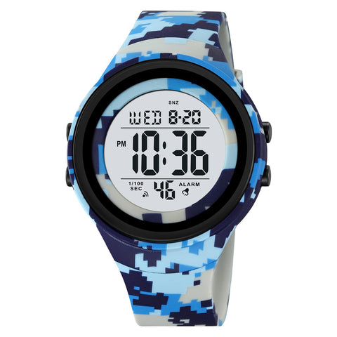 CakCity Mens Digital Watch Waterproof Watches for Swimming Tactical Watches for Men Military Blue Camouflage Watches for Men,5ATM,TPU Strap - CakCity Watches